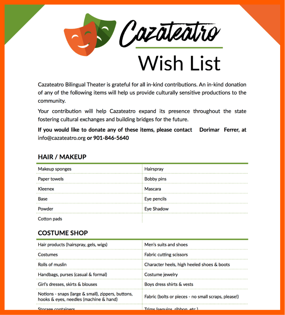 Ways to Give wish list