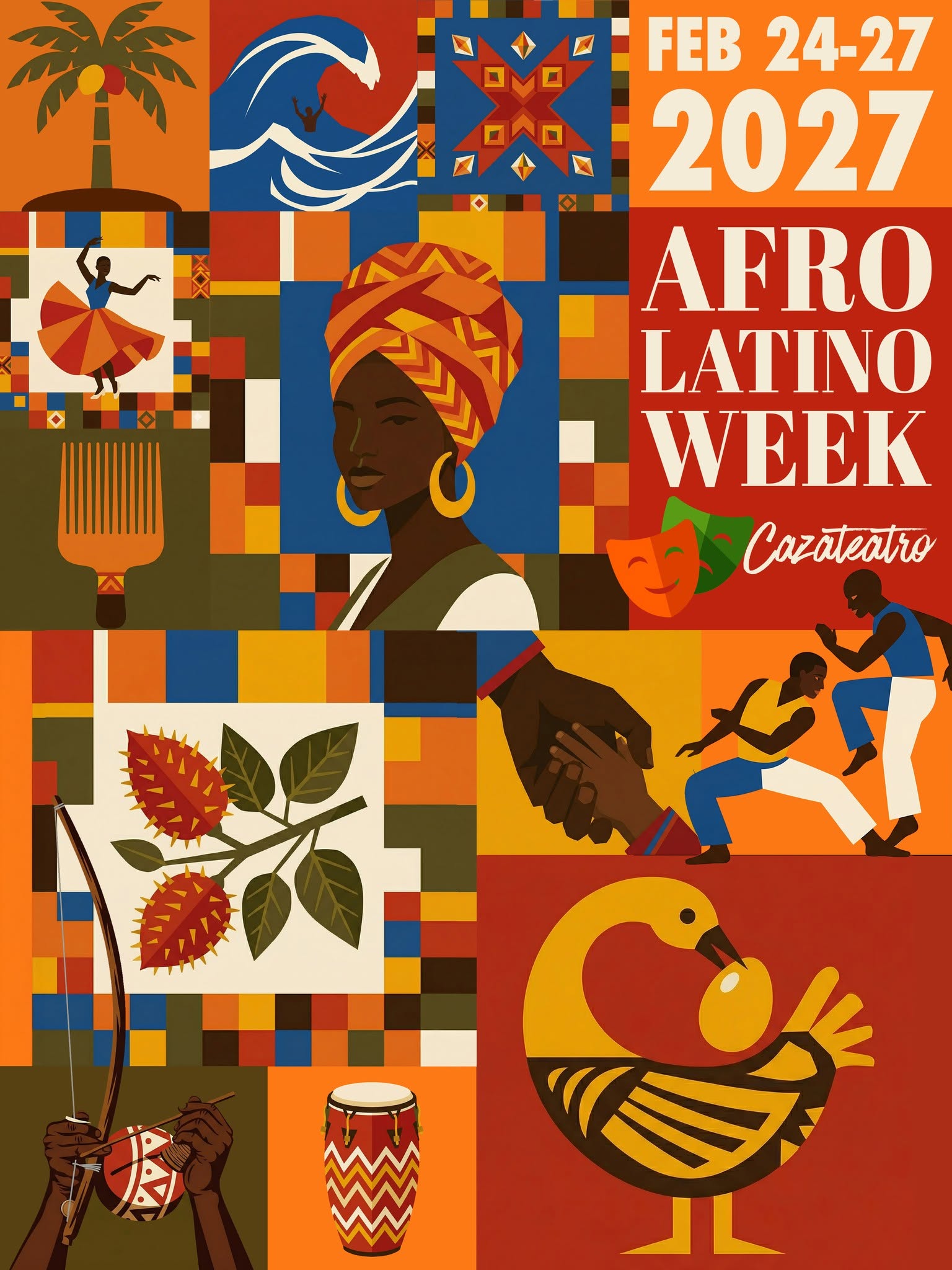 Poster for Afro-Latino Week 2027 presented by Cazateatro